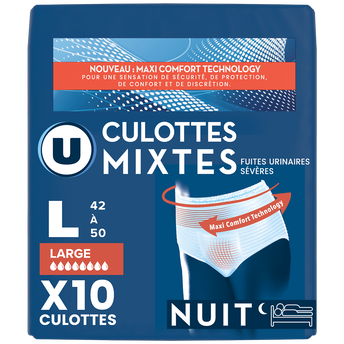 Image de U
Culottes incontinence mixtes de nuit pour adulte - Taille L