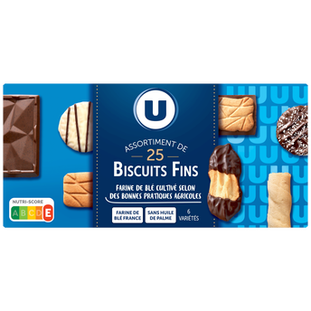 Image de U
Assortiment de biscuits 6 variétés 25 biscuits fins