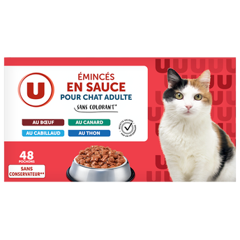 Image de U
Sachets fraicheur pour chat Emincés en sauce viandes & poissons