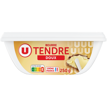 Image de U
Beurre tendre à tartiner doux 82% de matière grasse barquette de