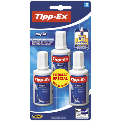 Ruban correcteur TIPP EX, séchage rapide, 20 ml, pack de 3 - Super U, Hyper  U, U Express 