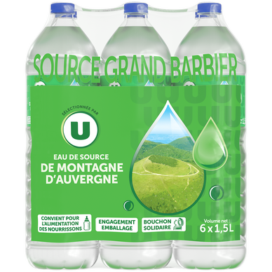 Eau de source de montagne Provence 6x1 litre - Super U, Hyper U, U