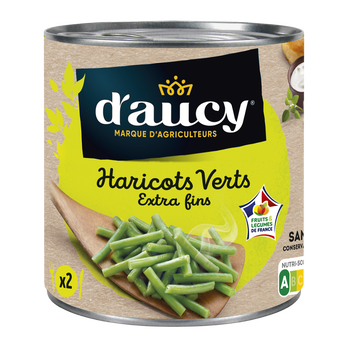 Image de Haricots verts extra-fins D'AUCY - Boîte de 220g net