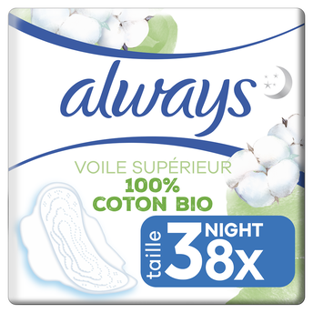 Image de Serviettes protection hygiéniques ailettes nuit ALWAYS COTTON