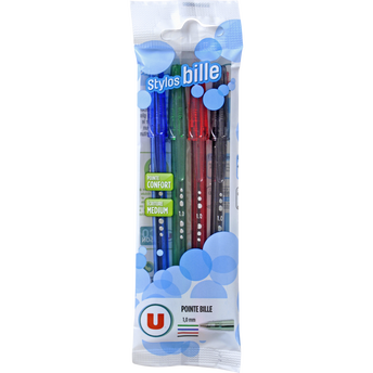 Image de U
Stylo bille pointe moyenne, coloris assortis: bleu, noir, rouge