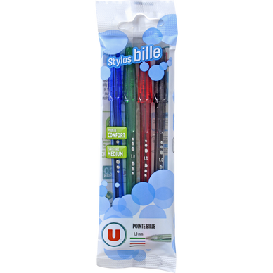 Stylo bille effaçable gel pointe moyenne 07mm bleu sans emballage - Super  U, Hyper U, U Express 