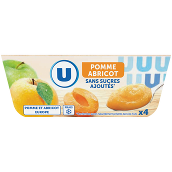 Image de U
Dessert fruitier Purée pommes abricot sans sucres ajoutés coupelles