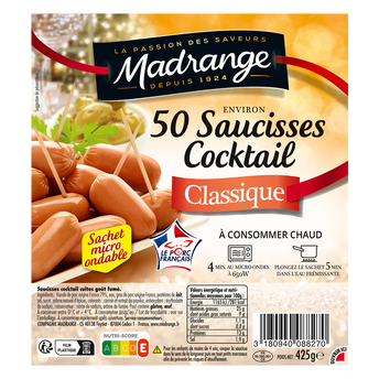 Image de Saucisses cocktail vpf cuites goût fumé MADRANGE x50