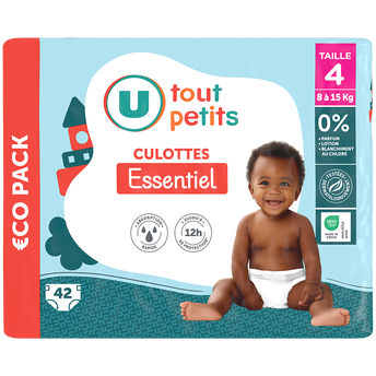 Image de U TOUT PETITS
Couches-Culottes essentiel t4 8/15kg ecopack