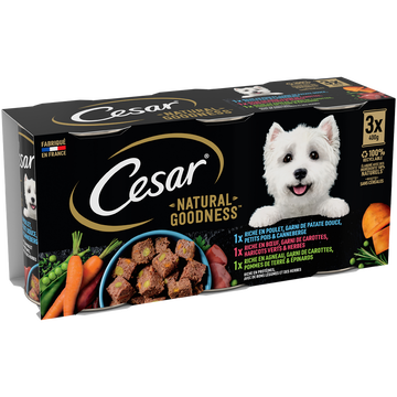 Cesar Aliment Pour Chien Adulte Natural Goodness Terrine 3 Var Cesar Boite 3x400g