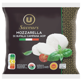 Image de U SAVEURS
Mozzarella di bufala Campana DOP au lait pasteurisé 25% de MG