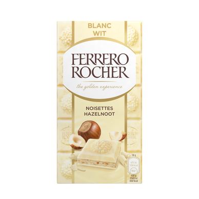 Chocolat blanc et noisettes FERRERO ROCHER Tablette de 90g - Super
