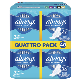 Image de Serviettes hygiéniques jour & nuit taille 3 ultra avec ailettes