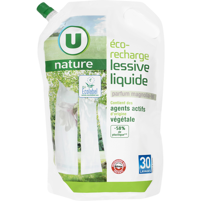 Lessive liquide parfum magnolia et lys U Ecologique, 30 doses Lessive liquide parfum magnolia et lys U Ecologique, 30 doses,U ÉCOLOGIQUE,30 doses