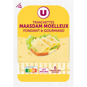 Image de U
Maasdam moelleux au lait pasteurisé  30%MG - Barquette 6 tranches