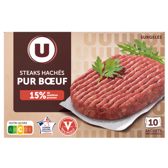 Image de U
Steaks hachés pur boeuf 15% U 10x100g boîte
