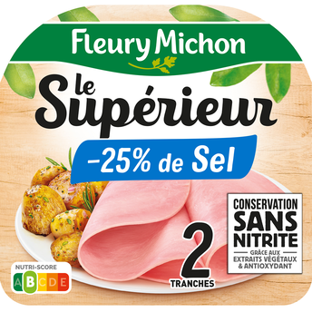 Image de Jambon Le Supérieur -255 sel sans nitrite FLEURY MICHON, 2 tranches