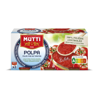 Image de Polpa tomates concassées fines MUTTI, 3 boîtes de