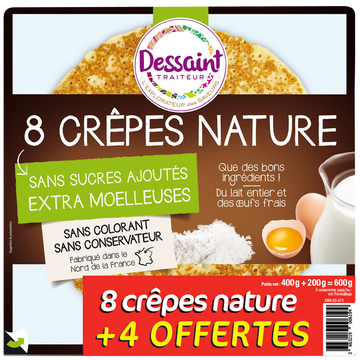 Dessaint Traiteur Crêpes Natures Moelleuses Daniel Dessaint, X8+4 Offertes Soit 600g
