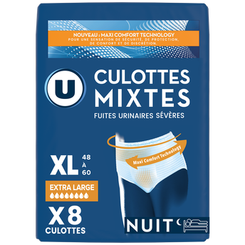 Image de U
Culottes incontinence pour adulte nuit - taille XL
