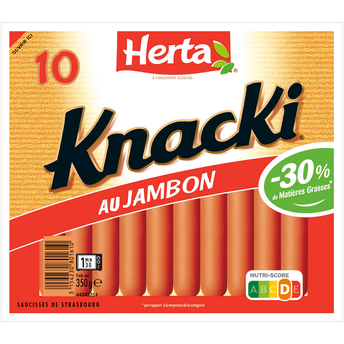 Image de Saucisses knacki original au jambon -30% mg HERTA x10