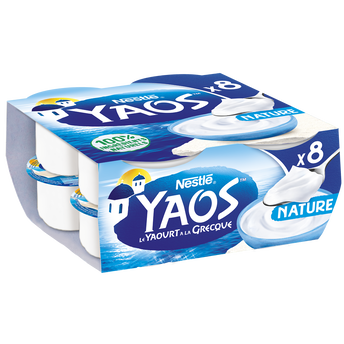 Image de Yaourts à la Grecque Nature YAOS - 8 pots de