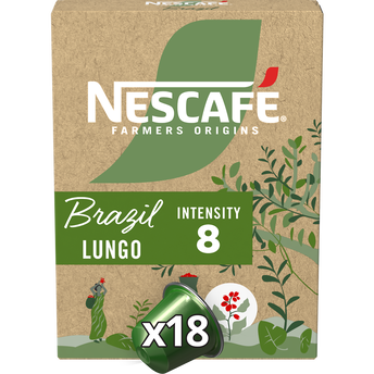 Image de Café capsules NESCAFE FARMERS ORIGINS Brazil LUNGO N°8 - Brésil - compatible NESPRESSO