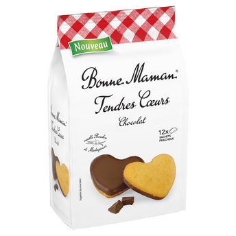 Image de Gâteaux Tendres Coeurs nappés chocolat BONNE MAMAN - x12 sachets - Lepaquet de