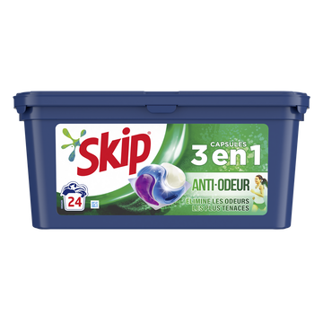 Skip Lessive 3en1 Anti-odeurs Skip 24 Capsules 0,650kg