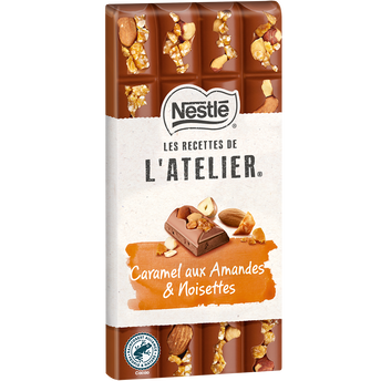 Image de Chocolat lait caramel amandes noisettes NESTLE L'ATELIER - Tablette