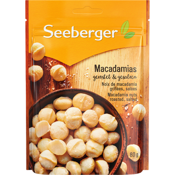 Image de Noix de macadamia grillées et salées, SEEBERGER, sachet