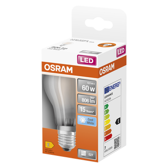 Image de Ampoule led filament OSRAM ronde 60W culot E27 blanc