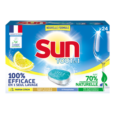 Tablettes lave-vaisselle Sun Tout en 1 (x24)