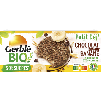 Image de Biscuits petit'dej chocolat banane GERBLE BIO - 3x3