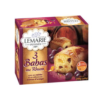 Image de Babas au rhum LEMARIE PATISSIER, 3 sachets fraîcheur, 240