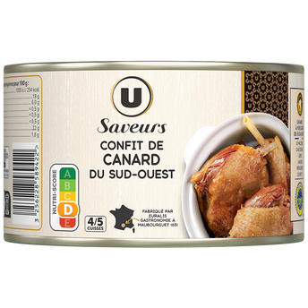 Image de U SAVEURS
Confit canard 4/5 cuisses tambourin - Boîte de