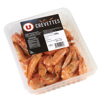 Image de U
Crevette cuite, Penaeus spp, 50/70, élevée en Amérique Sud/Centrale,barquette