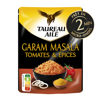 Image de Riz Basmati garam masala tomates épices micro ondables 2 minutes TAUREAU AILE