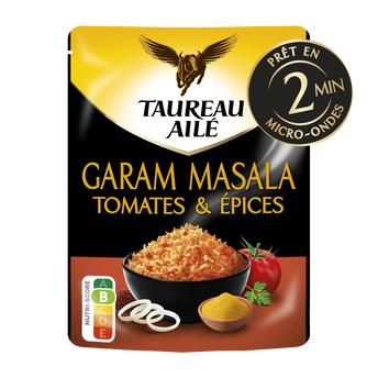 Image de Riz Basmati garam masala tomates épices micro ondables 2 minutes TAUREAU AILE