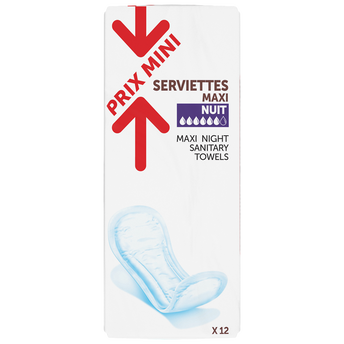Image de Serviettes hygiéniques maxi nuit sans ailettes PRIX MINI