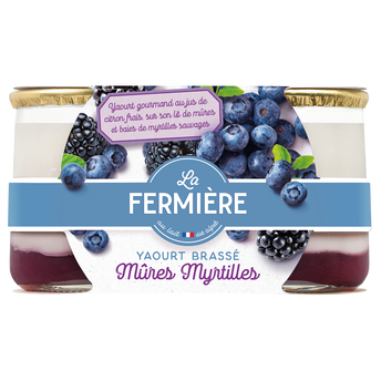 Image de Yaourts brassés sur lit de mûres myrtilles LA FERMIERE - 2 pots de