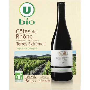 Image de U BIO
Vin rouge AOP Côtes du Rhône Terres Extrêmes - Fontaine à vin