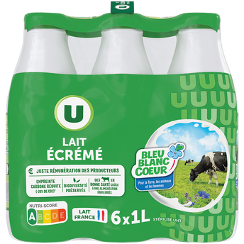 Image de U
Lait écrémé Bleu Blanc Coeur - 6 bouteilles de