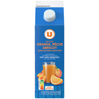 Image de U
Nectar de fruits orange/pêche/abricot sans sucres ajoutés brique