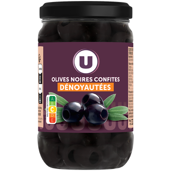 Image de U
Olives noires confites dénoyautées  bocal de 160g