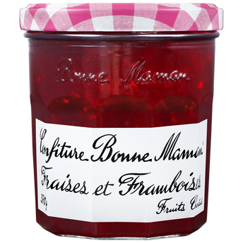 Image de Confiture de fraises et framboises BONNE MAMAN, bocal de