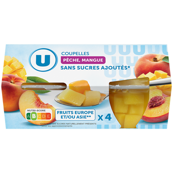 Image de U
Coupelles pêche et mangue sans sucre ajoutés  x4