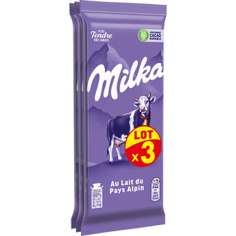 Image de Chocolat au lait MILKA, 3 tablettes de