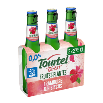 Image de Bière aromatisée framboise hibiscus sans alcool TOURTEL TWIST, 0,0° -Bouteilles