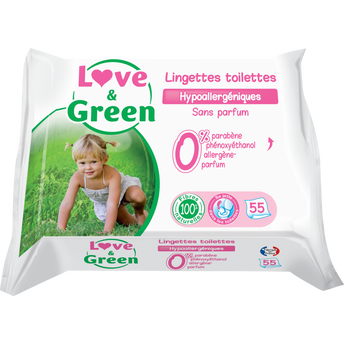 Image de Lingettes de toilettes hypoallergéniques LOVE&GREEN